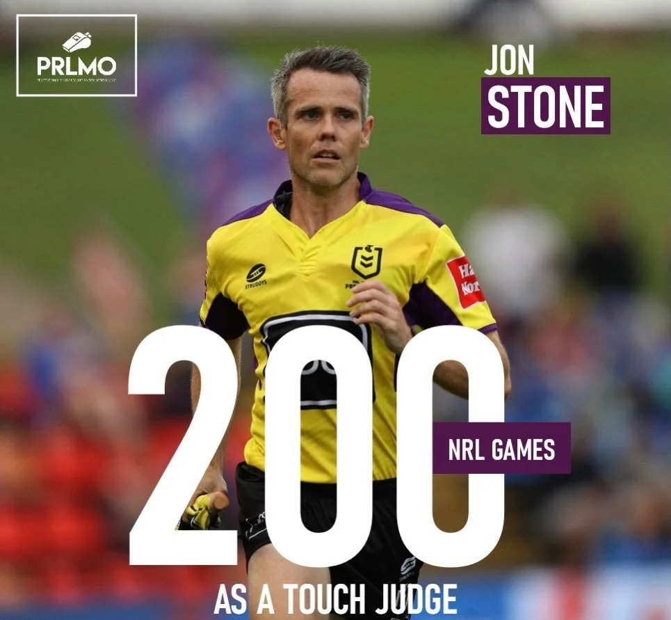 Congratulations 👏 to Jon Stone who will officiate his 200th NRL match as Touch Judge in the Wests Tigers vs Panthers match on Sunday. 💯🙌

#PRLMO #NRL #Milestones