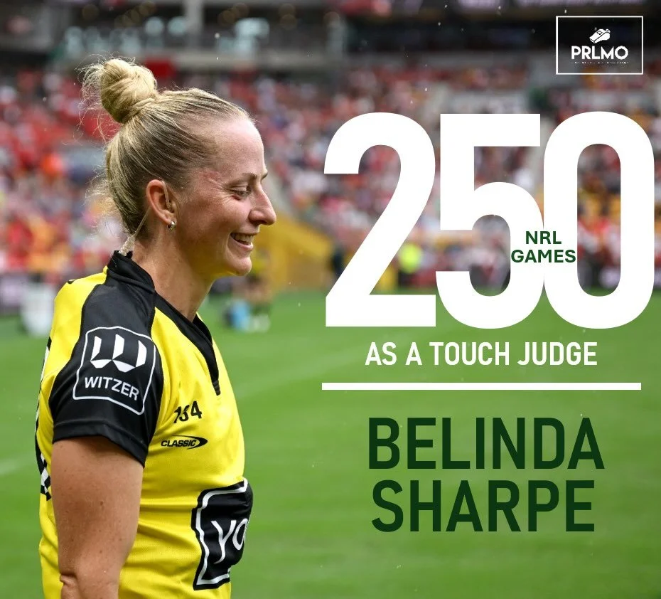 Congratulations 🙌 to Belinda Sharpe who will officiate her 250th NRL match as a Touch Judge in the Broncos vs Titans match on Saturday. 👏💯

#PRLMO #NRL #Milestones