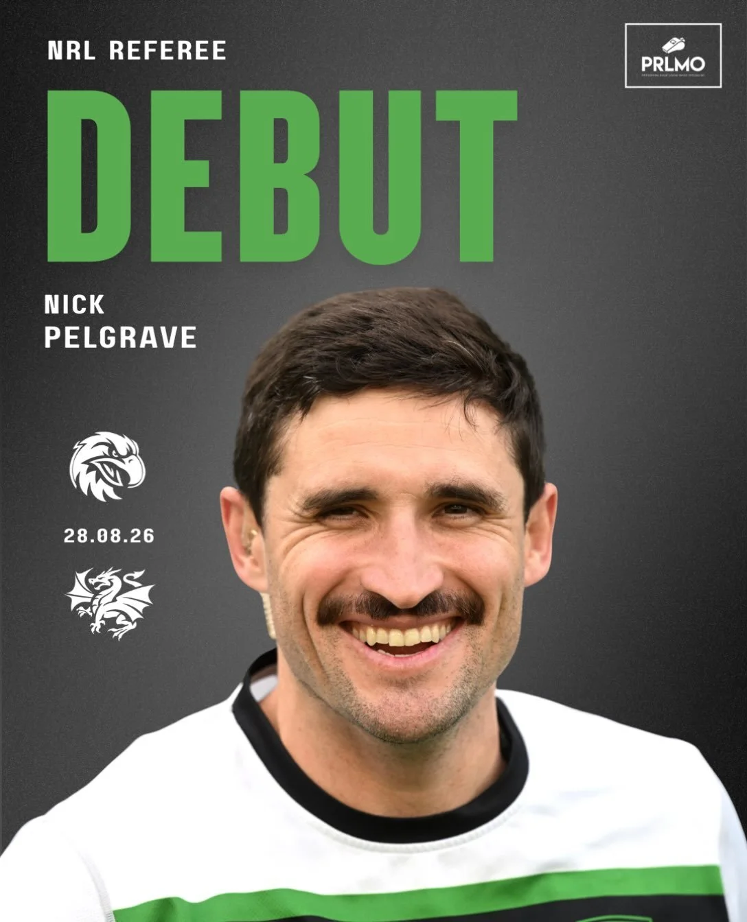 A massive congratulations 🙌 to Nick Pelgrave who will make his debut as an NRL referee in the Sea Eagles vs Dragons match on Friday night 👏💯

Nick made his debut as an NRL touch judge in 2022 and has since officiated 77 matches on the touch line. 