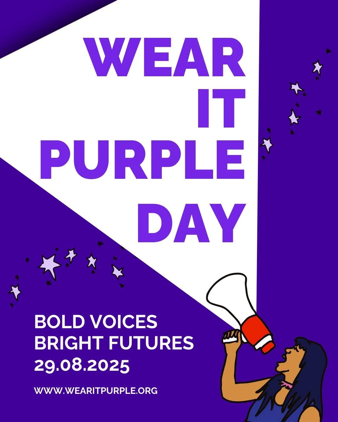 💜✨ Happy Wear It Purple Day! ✨💜

Today we come together across schools, workplaces, and communities to celebrate Bold Voices and Bright Futures 🌈.

By wearing purple, you&rsquo;re sending a powerful message of support, love, and visibility to LGBT