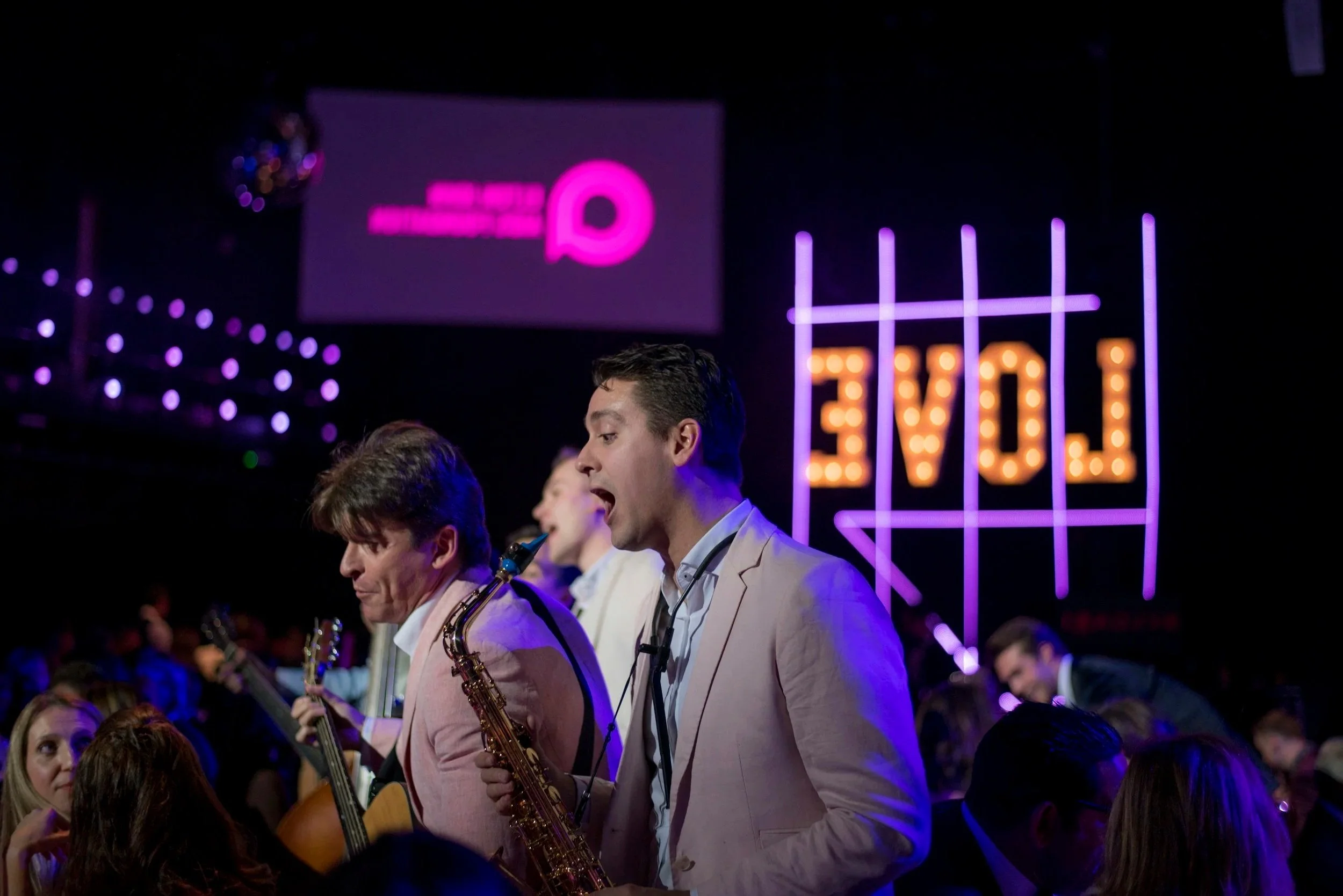 Gala event with a jazz band, celebration and lov