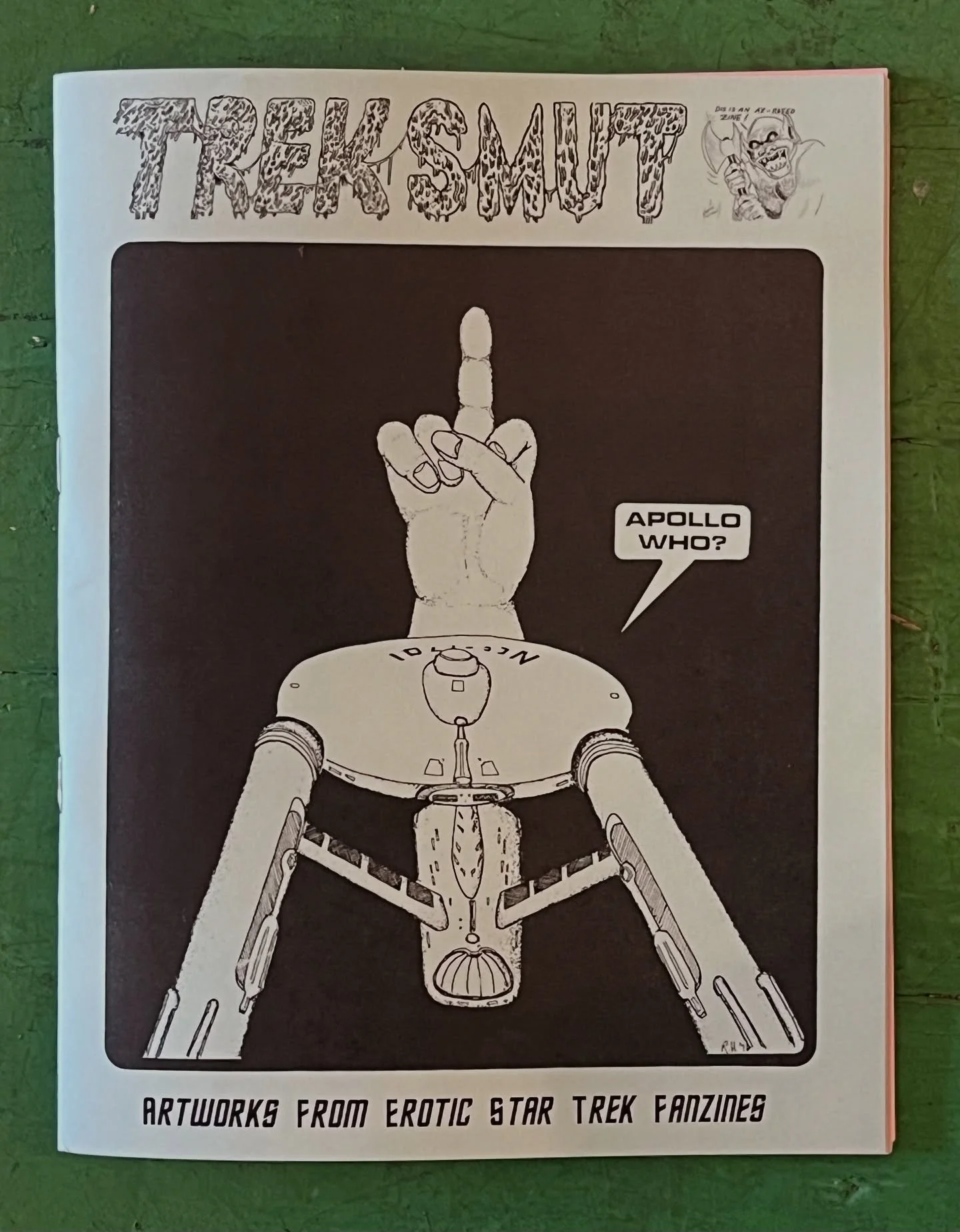 Behold! TREK SMUT: Artworks From Erotic Star Trek Fanzines, compiled by Jon Vermilyea and Alex Hemming, co-published by Desert Island and Henge Books. This will be available at the NYABF next month and distributed to our beloved Mystery Mail subscrib