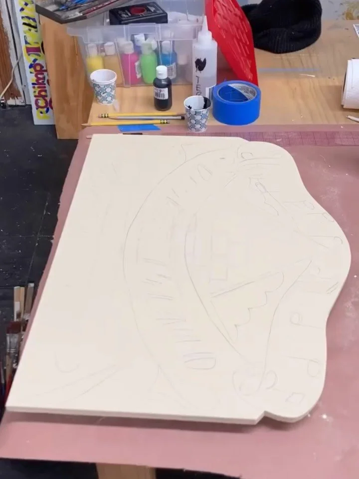 Ed Weisgerber from @jerseycitysigns painting the sign for our new vinyl section, and some of the wax we&rsquo;re stacking. Excited to add our own vinyl releases to the section soooon!