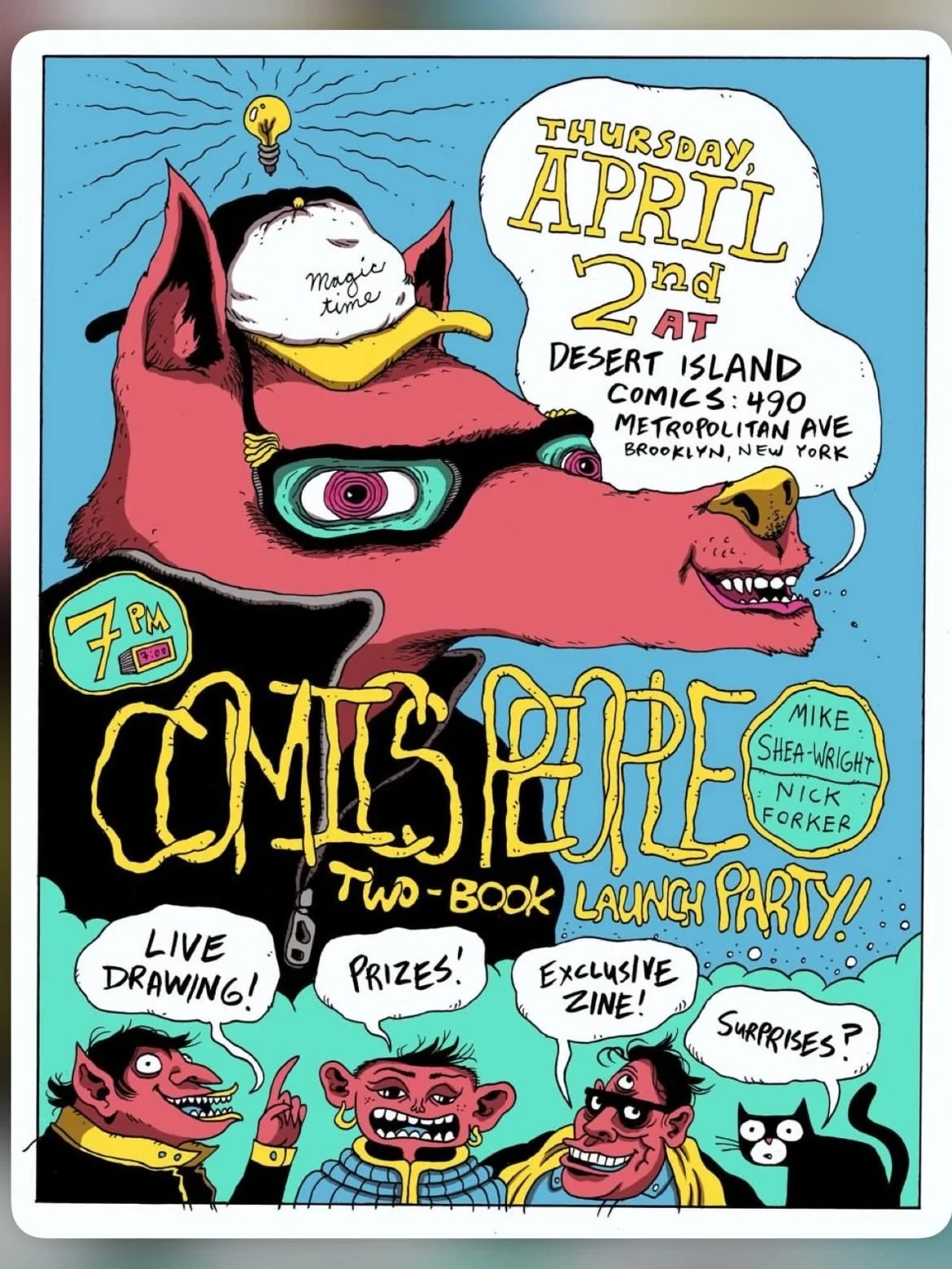 Tomorrow (Thursday): a two-book launch party with @susan_saranwrap and @nicholasforker of @comics.people ! In addition to the book launch, they&rsquo;re doing a &ldquo;chalk talk&rdquo; with the resultant drawing auctioned to benefit the Food Bank. C