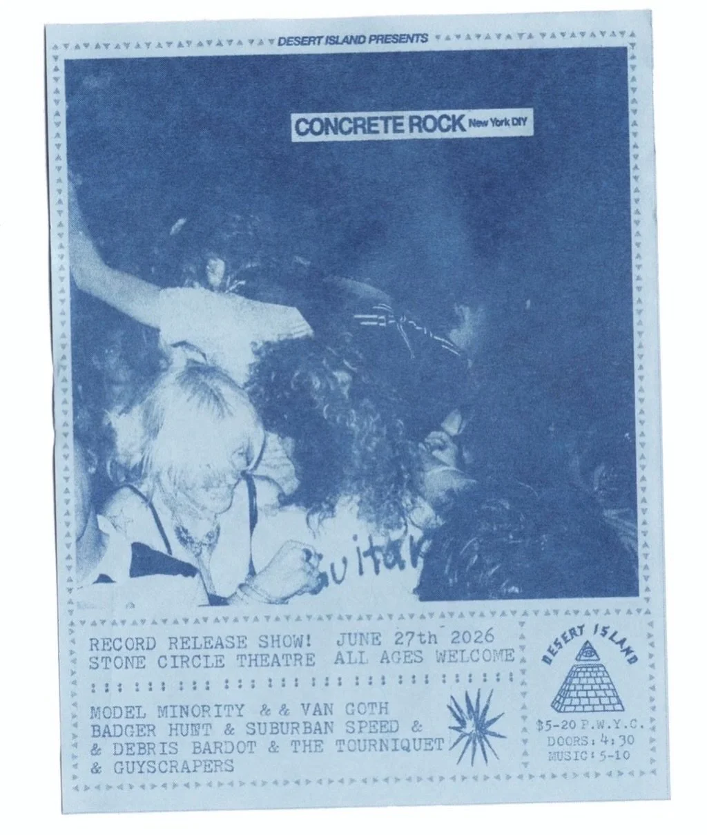 Heyy we&rsquo;re having a big concert in Ridgewood on the 27th for the release of our 2nd LP CONCRETE ROCK: nyc diy! Come check it out. All tracks are vinyl only, the bands are killer, and advance tix designed by @shannnonmcmahon and @miiiles444321 a