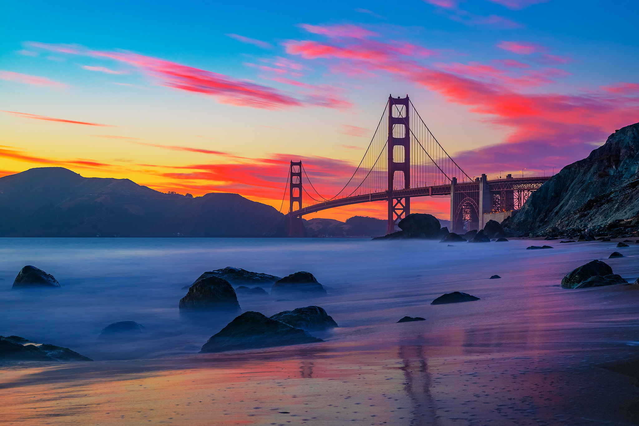 Sunset Reflection at Golden Gate Bridge