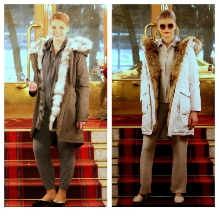 Woolrich coats, Repeat Cashmere & Busnel cashmere hoodie & pants, Flattered indoor flats