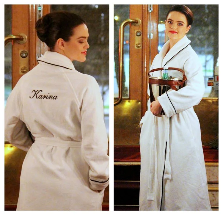 For Him Tiger of Sweden bathrobe and for Her Balmuir linen pyjamas & robe & lanterns, Flattered indoor ballerinas