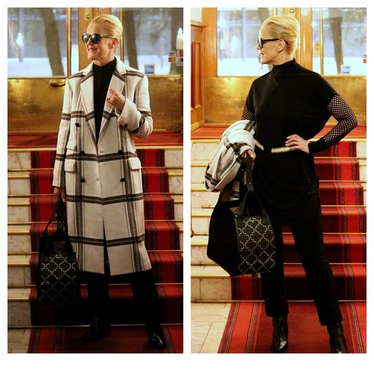 By Malene Birger coat & dress & trousers, Day Birger et Mikkelsen bag, ATP Atelier shoes