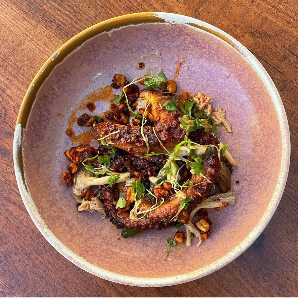 Happy Tuesday Freo Town. Despite the heat our little kitchen garden has been going gangbusters  with plenty of green herbs and clawberry bringing extra zing to the native salsa on our masala octopus. 

Open from 5 for bookings and walk ins and we&rsq