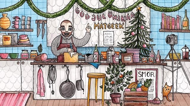 Illustration for Matgeek&rsquo;s christmas card.
Made with watercolor, fineliners and a finishing touch of colored pencils.