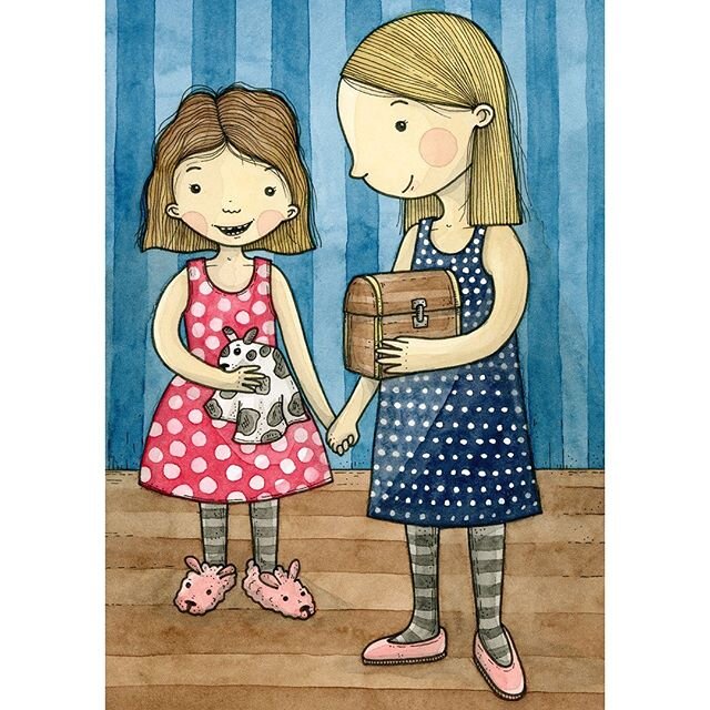 Ebba and Smilla. Sisters and best friends forever.
Illustration made with watercolors and fineliners.