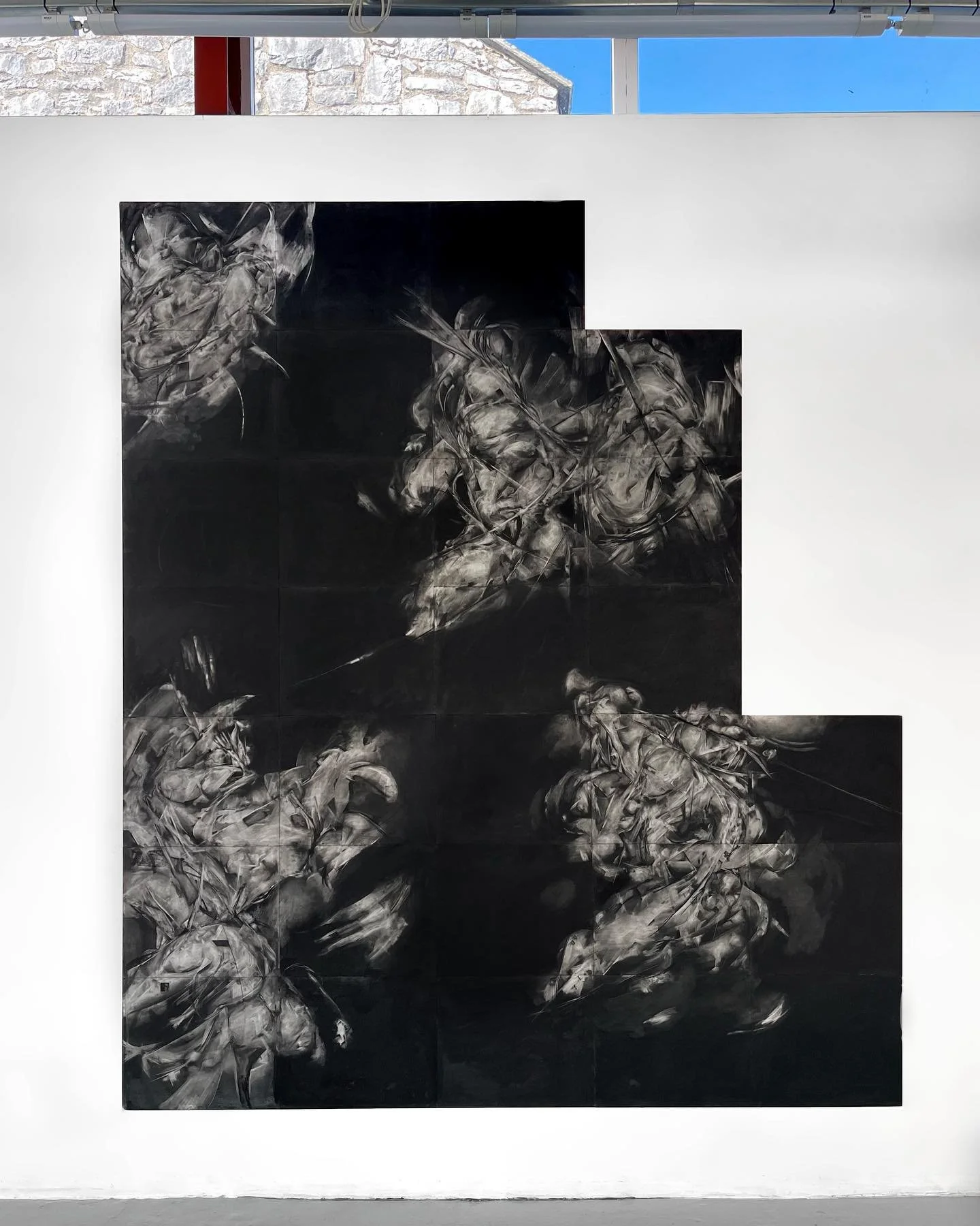 Excited to use my new studio to make some more of these. Infinitely rearrangeable panels of canvas on MDF. This one was shown at Too Close, the thesis show at BCA.
#charcoaldrawing #mural #clareartist #galwayart #galwayartist #abstractfigurative #dra