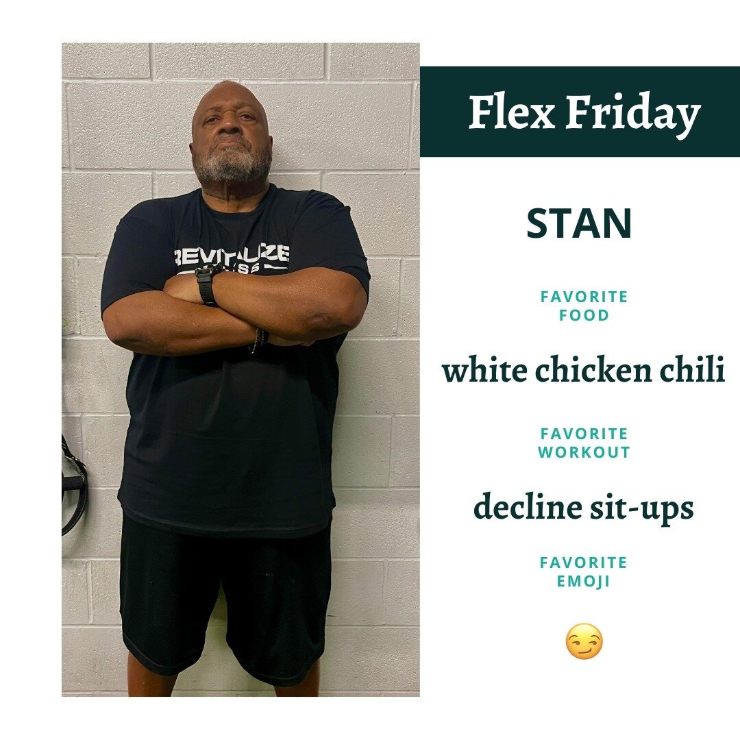 Today&rsquo;s Flex Friday is Stan 💪 (@MCCStan)

Stan&rsquo;s favorite food is white chicken chili and his favorite exercise is decline sit-ups 👏

Keep up the awesome work!

#revitalizefitness #employeespotlight #419gyms #ohiogyms
