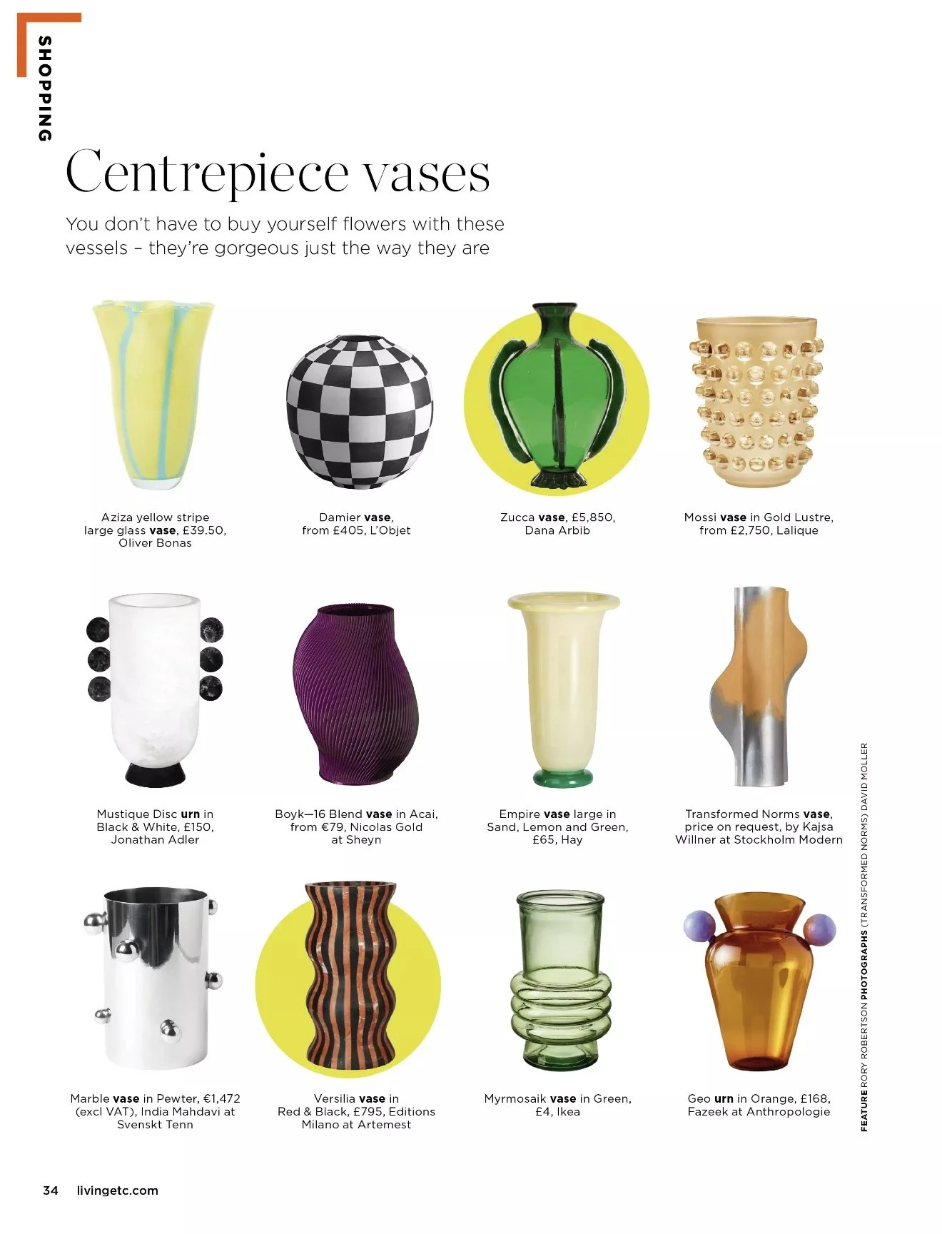 Living Etc June 2025, Centrepiece Vases and Golden Hour Hues 