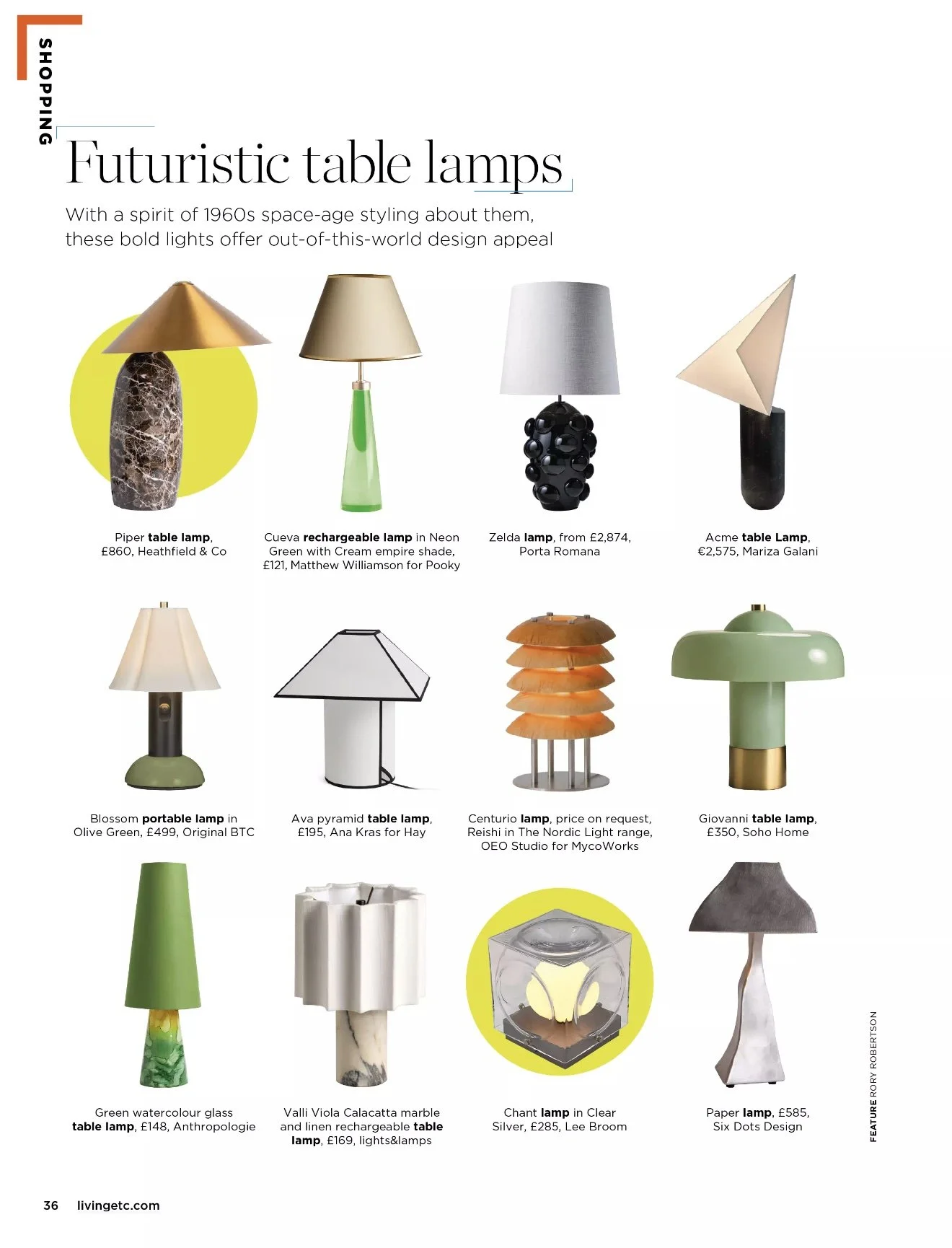 Living Etc October 2025, Futuristic Table Lamps 