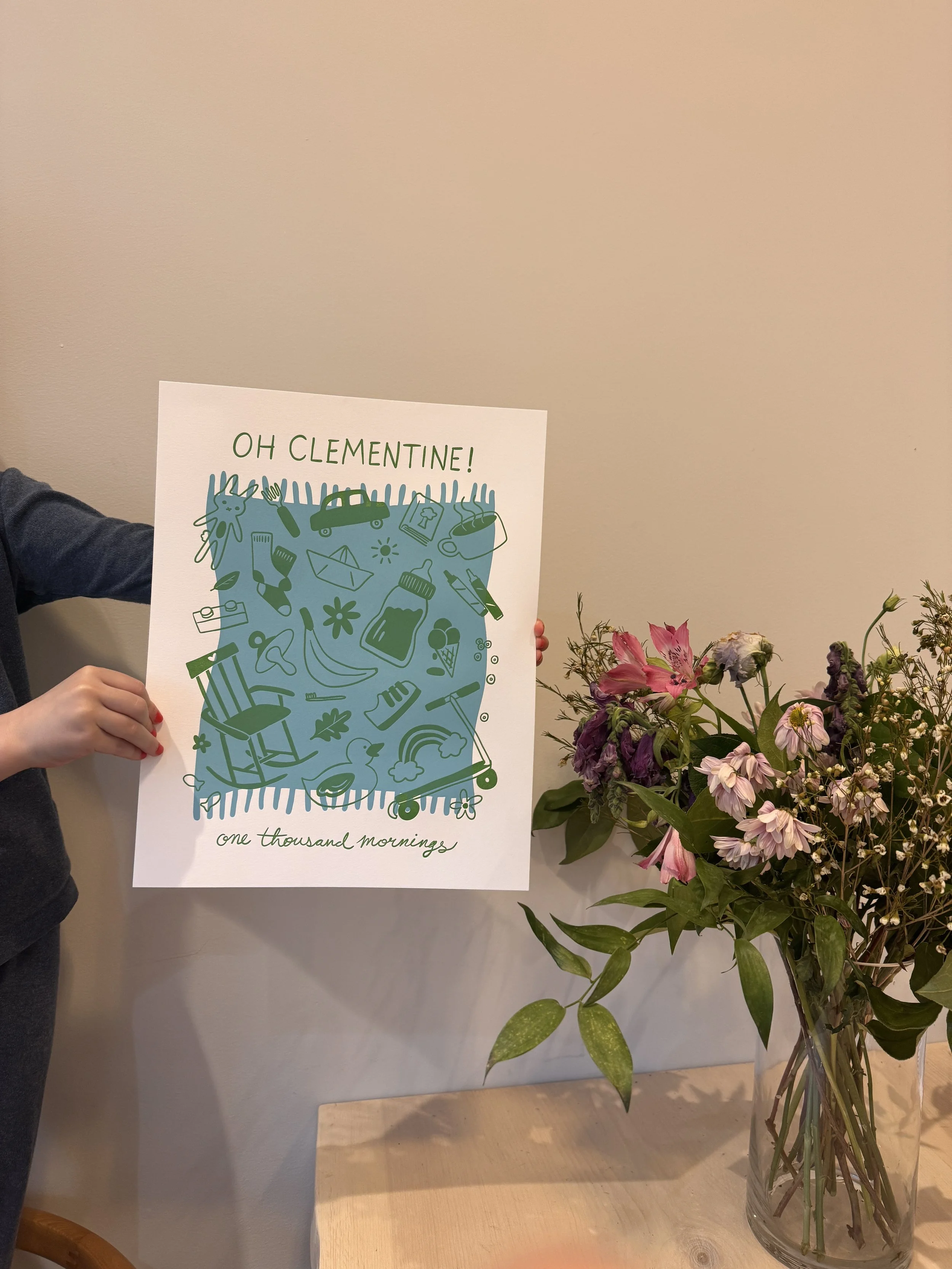 'Collected Memories' Print in Green & Blue