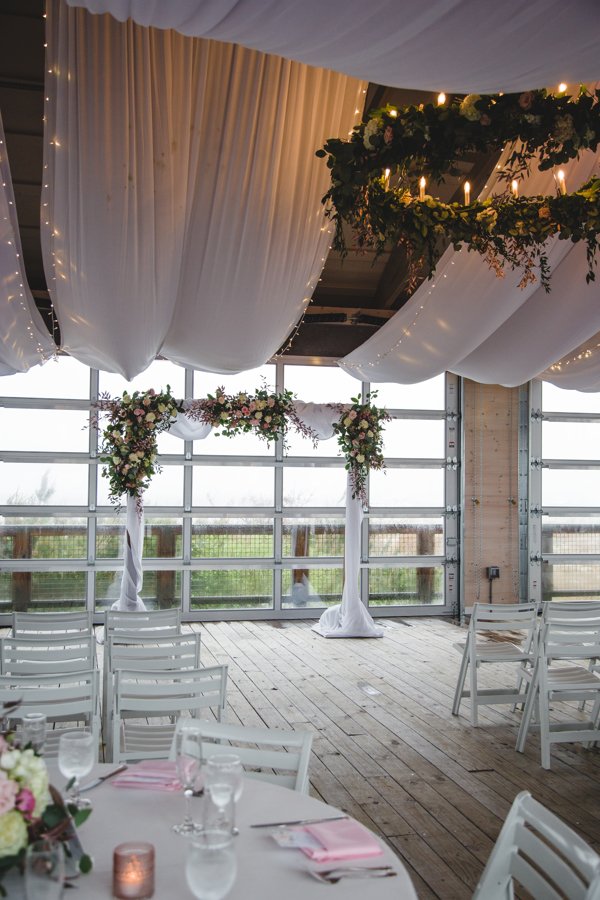 Big Chill Ceremony - ceiling install and arbor.JPG