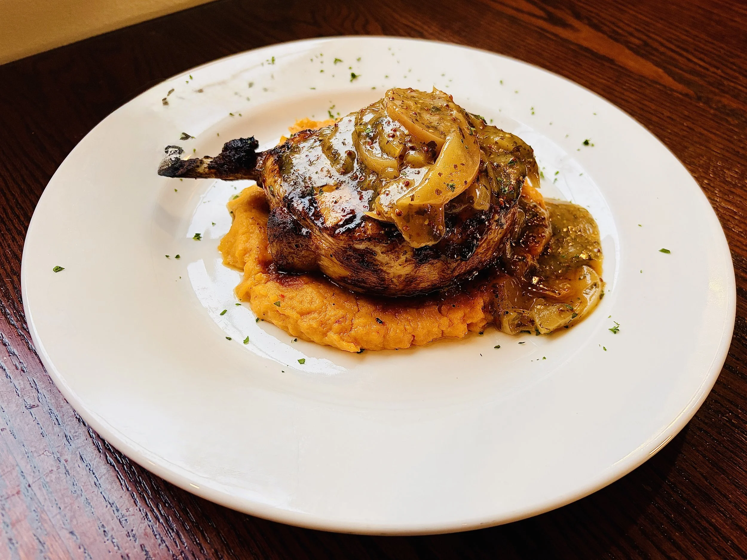   Pictured: Maple Bourbon Pork Chop  