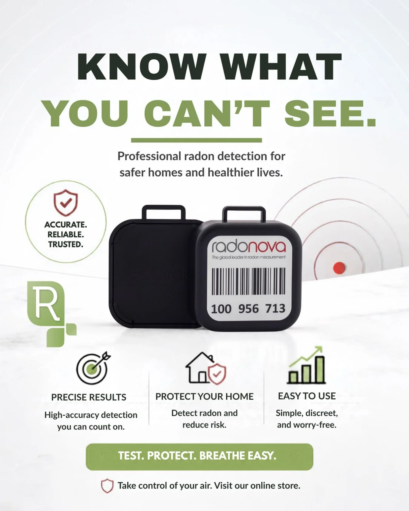 The Radtrak3 is a long-term testing device used to measure average radon gas concentrations in homes and buildings over 90 to 365 days. 🏠

It is widely recommended by health authorities like Health Canada because daily and seasonal radon levels fluc