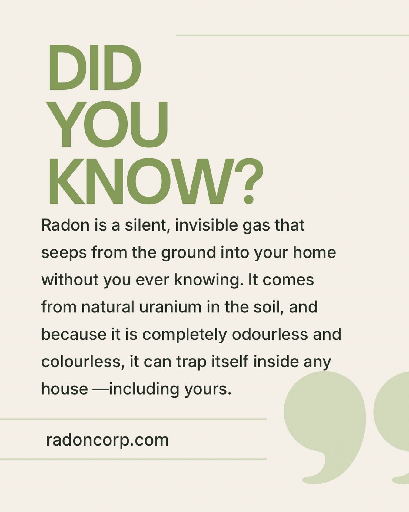 Every single home has some radon; the real question is how much is lurking in your living spaces.

Test, test, test!

#radongas #healthyhome #canada #iaq