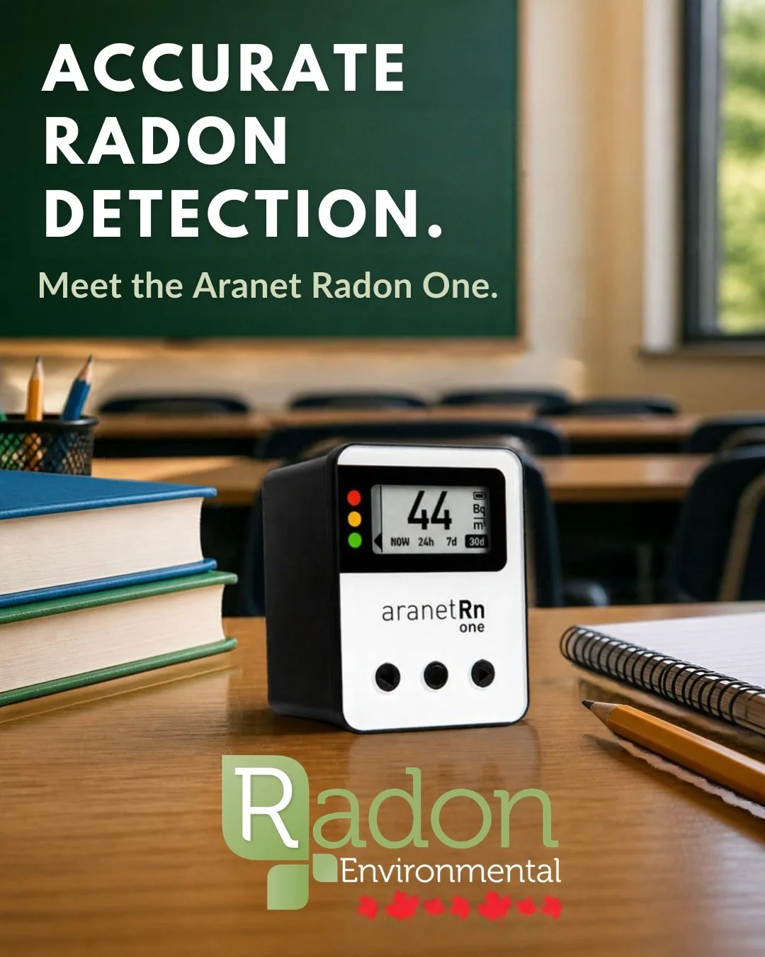 Invisible threat, meet instant clarity! 

The Aranet Radon One monitors your air 24/7. Get your first reading in 10 minutes, with 7 years of battery life and zero guesswork. 

Protect your home, school or office and breathe easier.

AVAILABLE IN CANA
