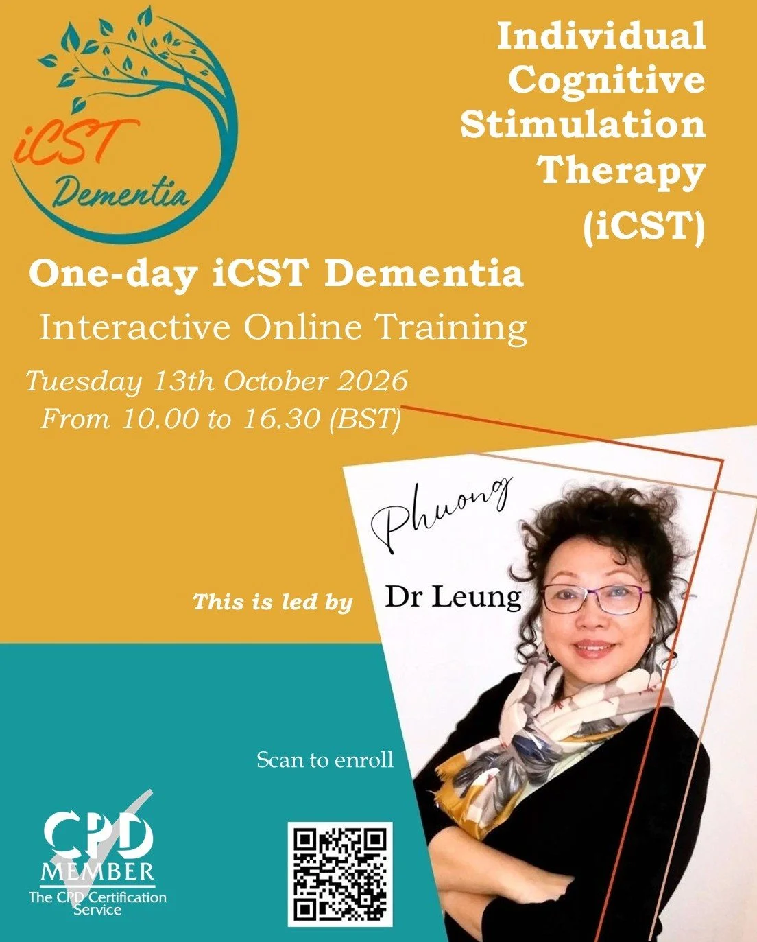 One-day iCST Dementia Interactive Online Training (CPD) Tuesday 13th October  2026, 10.00 to 16.30 (BST)