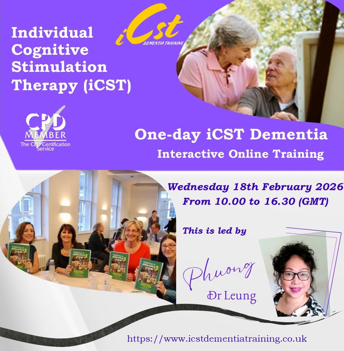 One-day iCST Dementia Interactive Online Training (CPD) Wednesday 18th February 2026 from 10.00 to 16.30 (GMT)