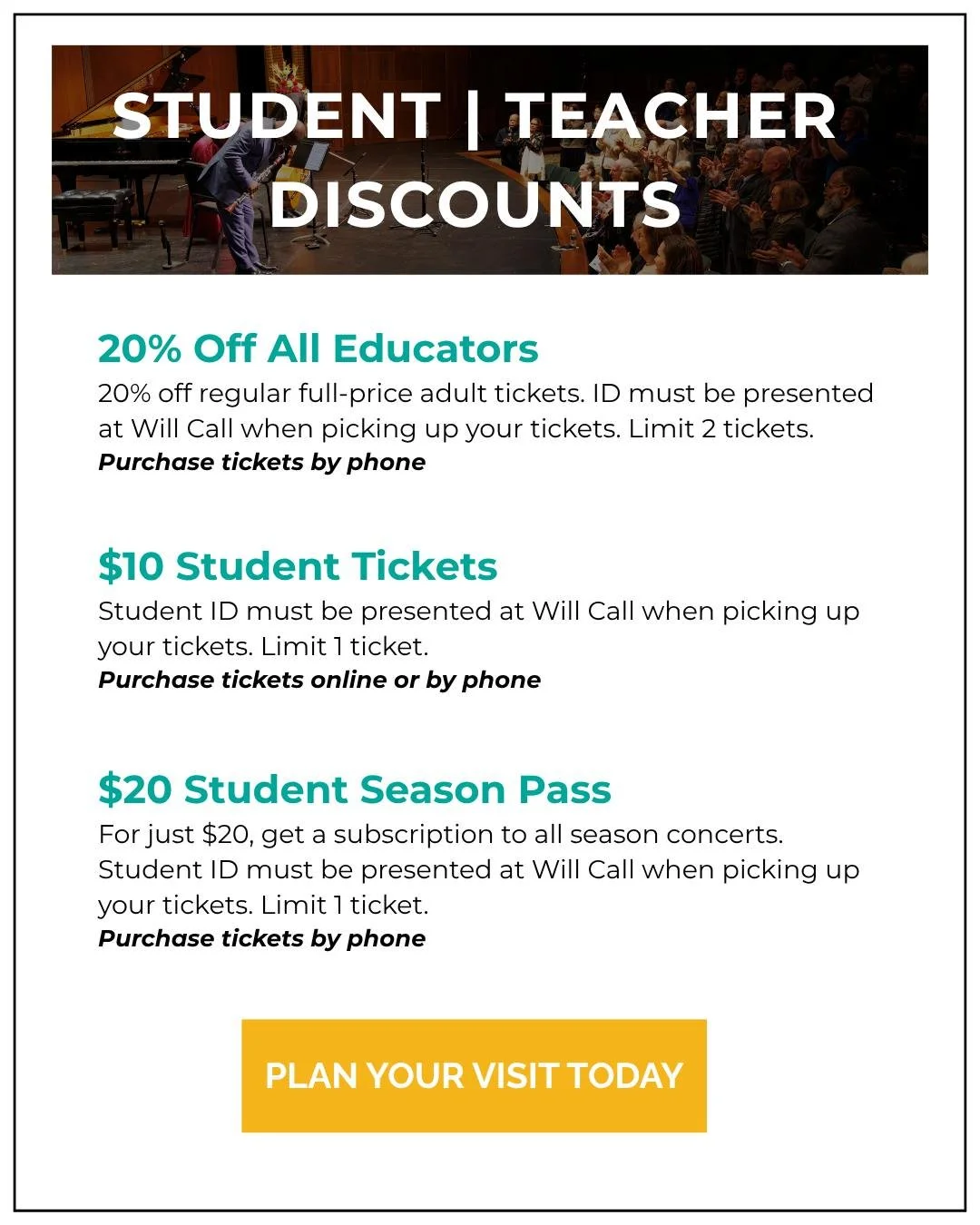 Calling all students &amp; teachers! 

At CMDetroit, we are committed to ensuring our ticket prices and programs are accessible to as many people as possible. We offer special discounts for students, teachers, first time concert goers and more! 

Vis