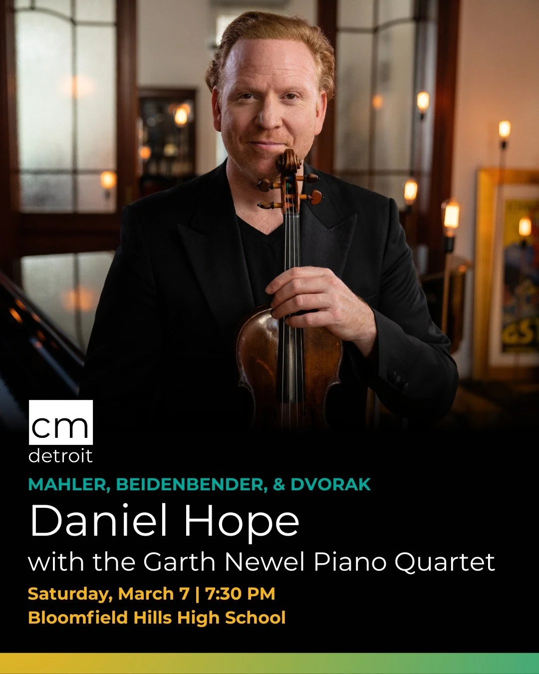 TOMORROW: Daniel Hope returns to Chamber Music Detroit!

Daniel Hope is an international force of nature &ndash; truly a modern-day Renaissance Man, with interests and accomplishments that explode from his creative heart, mind, and hands. Most recent