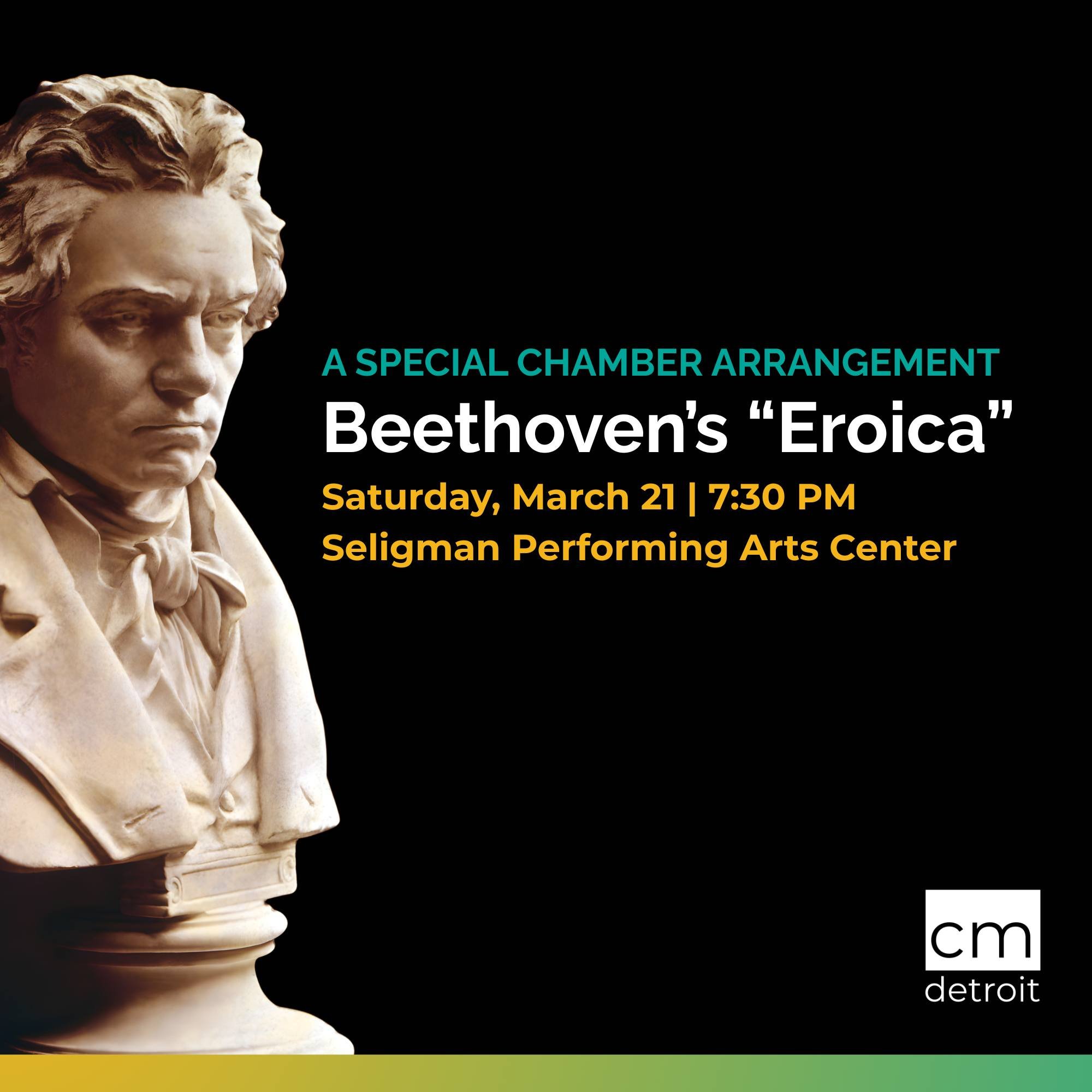 Join us at the Seligman Performing Arts Center tomorrow night!

At the center of Saturday night's program is Yuval Shapiro's chamber arrangement of Beethoven's Eroica Symphony. Bernard Herrmann, renowned composer of several of Alfred Hitchcock's most