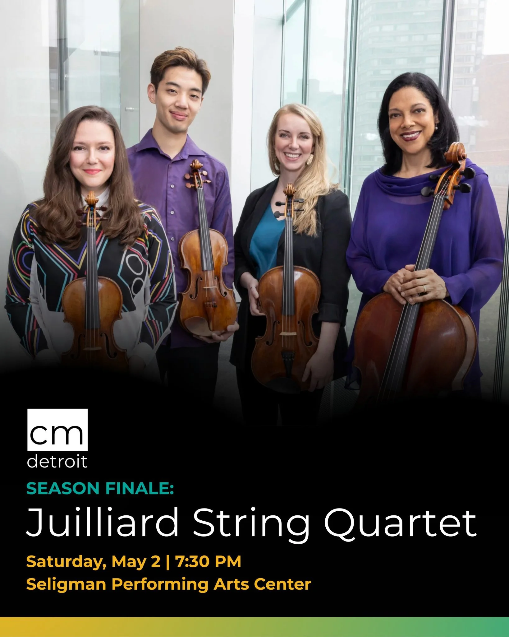 We are nearing the end of our 2025-2026 season and are excited to welcome the Juilliard String Quartet for our season finale! 

Our 82nd season concludes with the Juilliard String Quartet in their 31st concert for Chamber Music Detroit - more than an