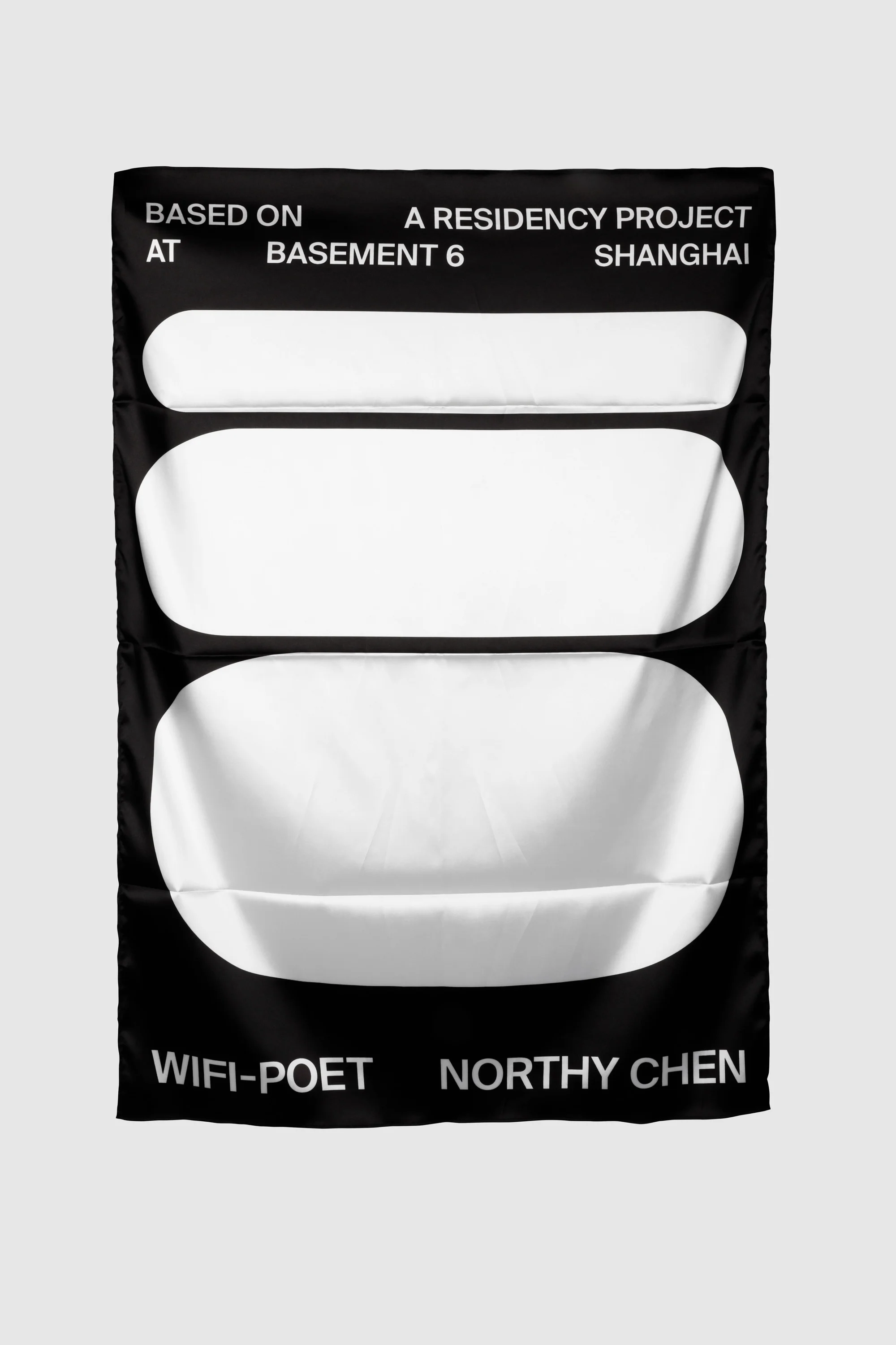 Studio Related Department Country China Designer(s) Art Direction: Scarlett Xin Meng Design: Scarlett Xin Meng, Huangzhi Tang, Polly Zheng Description WiFi-Poet "WiFi-Poet" is a collaborative writing project by artist Northy Chen, first performed at Basement 6 Shanghai where participants could edit WiFi names on-site and compose poems together with these names on their cell phones. We designed a poetry book and a website for this project. Part of the book is printed in reflective ink so that certain printed contents can only reveal in the dark to go with the "black box" nature of this new media art project. The website is a place where any visitor can edit and re-compose the poem anywhere anytime, so the content is iterative and the poem will always be changing. All the edits will be archived chronologically on the website for visitors to trace back earlier versions of the poem. Size: L 17" X W 24" A set of four scarves Website related.design Online bidding begins on these flags June 5 through June 21. Register here: events.handbid.com/auctions/sfdw-community