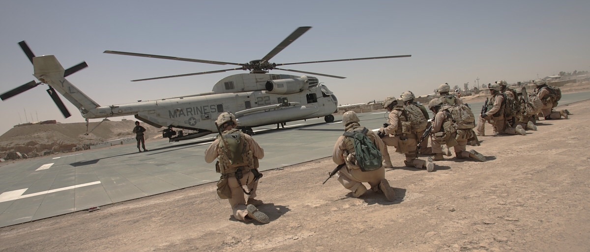 Marine Scout Snipers awaiting the signal before an interdiction mission in Al Anbar, Iraq 2007.