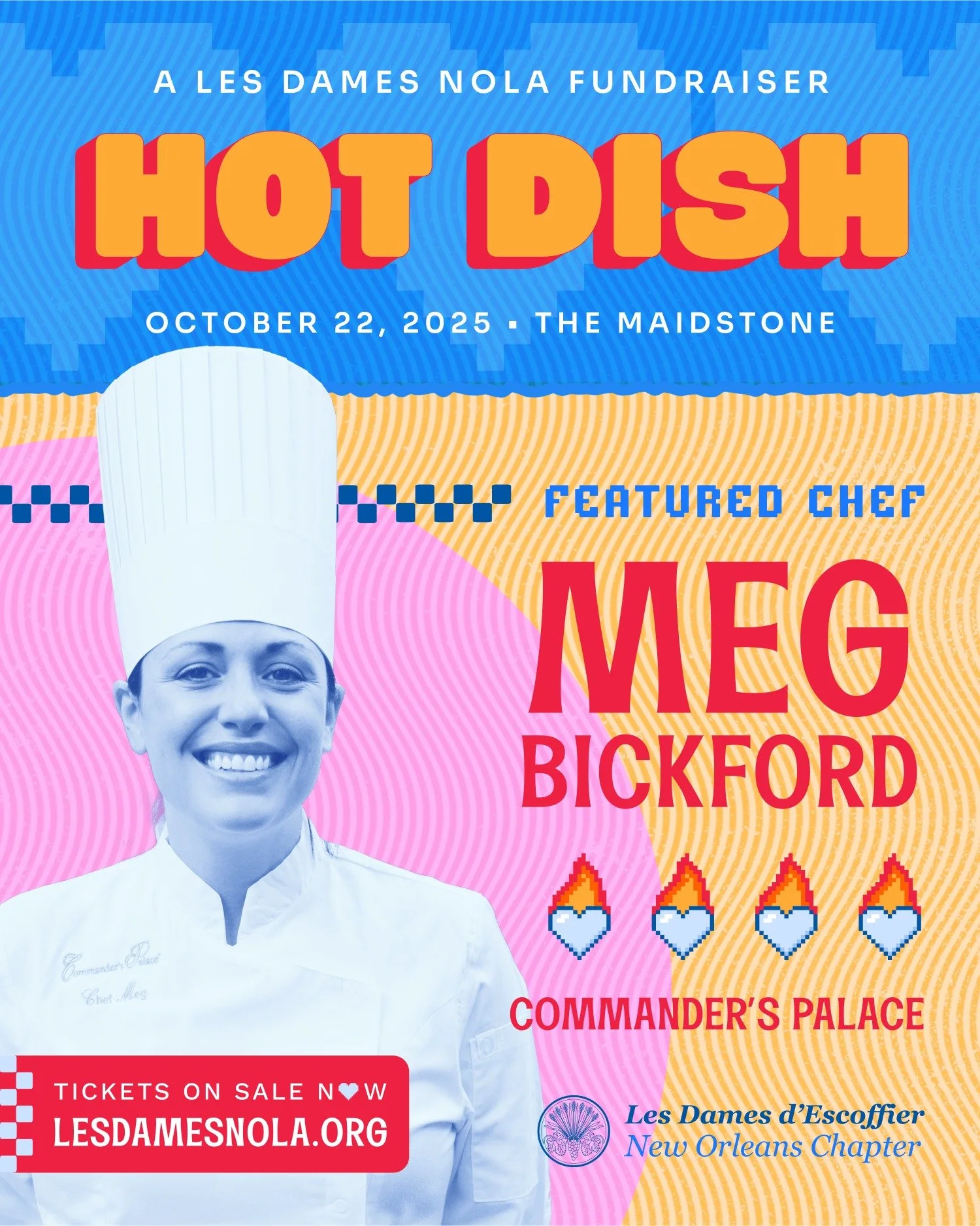 🔥 She&rsquo;s a NOLA Dame. She&rsquo;s a baller. She's @megbickford of @commanderspalace and she&rsquo;ll be serving up fried chicken skins with Cajun caviar and Alabama BBQ at #hotdish2025. Bold. Southern. Unforgettable.

Grab tickets while they la