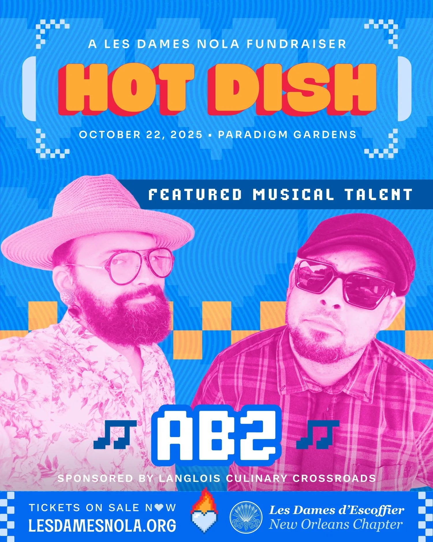 Wondering who's playing Hot Dish? Wonder no more. It's official! We booked AB2 - featuring @baby.josh.benitez and Puge Ruhe of @wolvencubsorcery. This acoustic duo is a bit bluesy, a li'l funky and a whole'lotta fun. THANK YOU, Langlois Culinary Cros