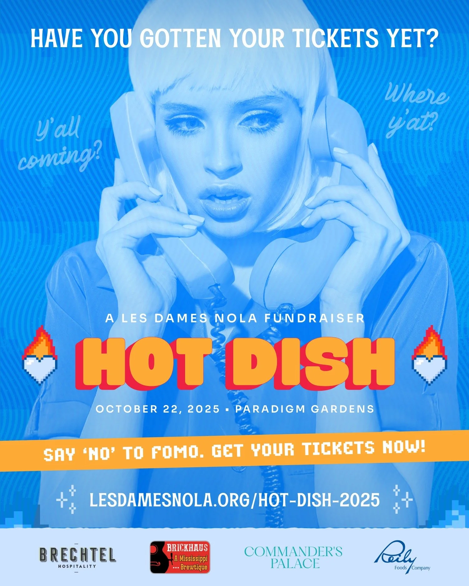 It's HOT DISH O'CLOCK. Do you know where your tickets are? 😱🙀

Can't find 'em? No worries. It's not too late. There's still time to get 'em --&gt; https://www.lesdamesnola.org/tickets

📆 WEDNESDAY, October 22

📍Paradigm Gardens @ 1131 S. Rampart 