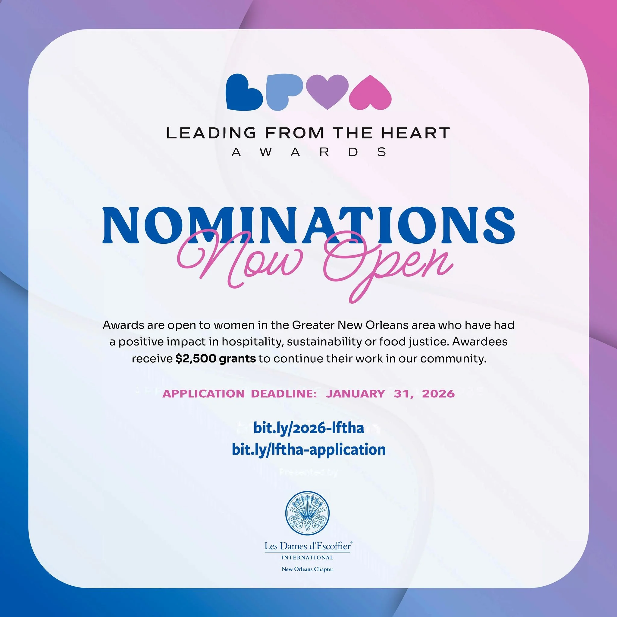 Because of YOU - our supporters and members - we hustled at Hot Dish and raised  funds to award three $2,500 grants in 2026 at our Leading from the Heart Awards breakfast in March! 💥

🗓 Nominations are open now through 1/31/26
🔗 Learn more @ bit.l