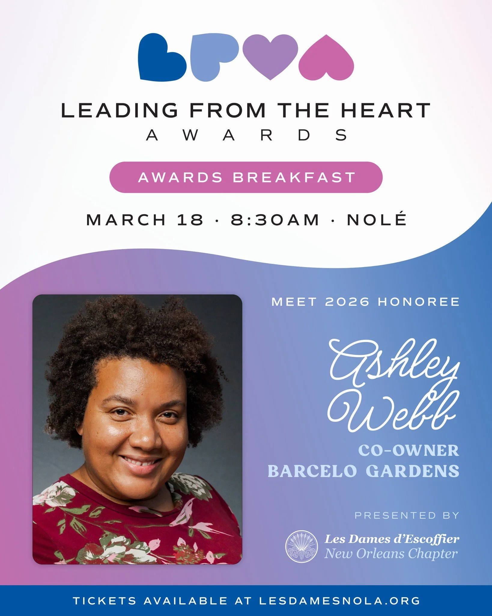 MEET ASHLEY WEBB, a 2026 Leading from the Heart awardee, and join us for the awards breakfast on March 18 at @noleevents (link in bio).

When Ashley and her husband moved to New Orleans&rsquo; Upper Ninth Ward, they were struck by something visitors 