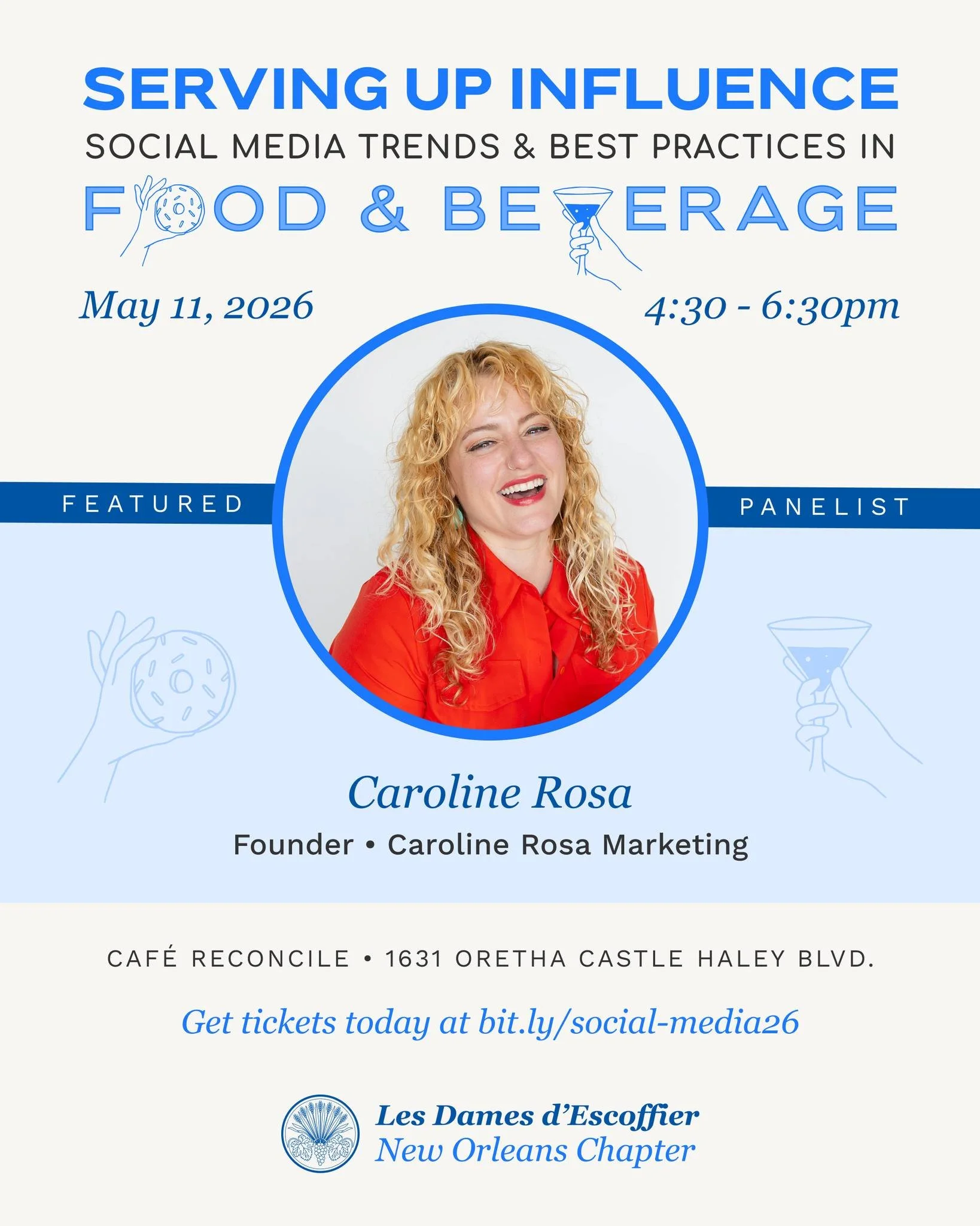 Serving Up Social panelist Caroline Rosa, founder of @@carolinerosamarketing, has more than 20 years of experience across theatre, non-profits, weddings and large-scale events. Caroline leads a boutique micro-agency dedicated to pairing talented crea