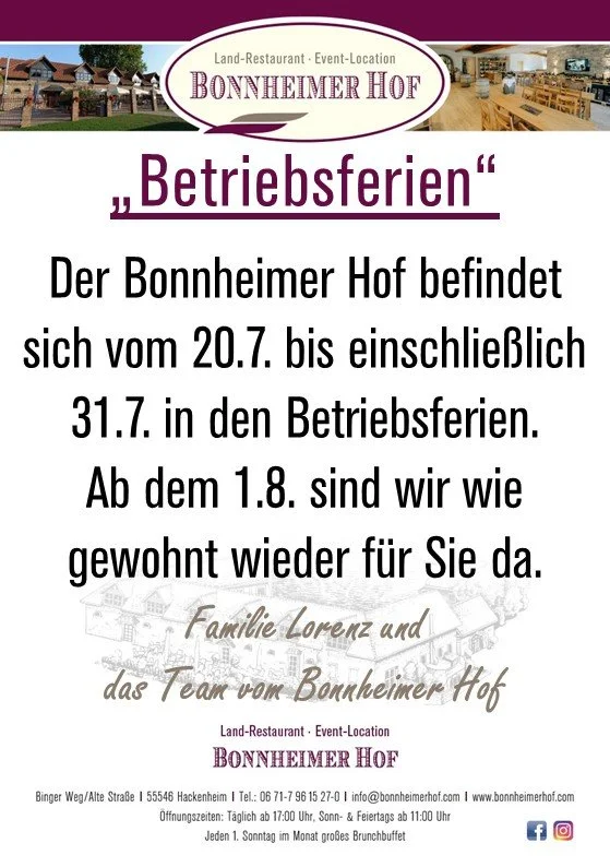 Betriebsferien 