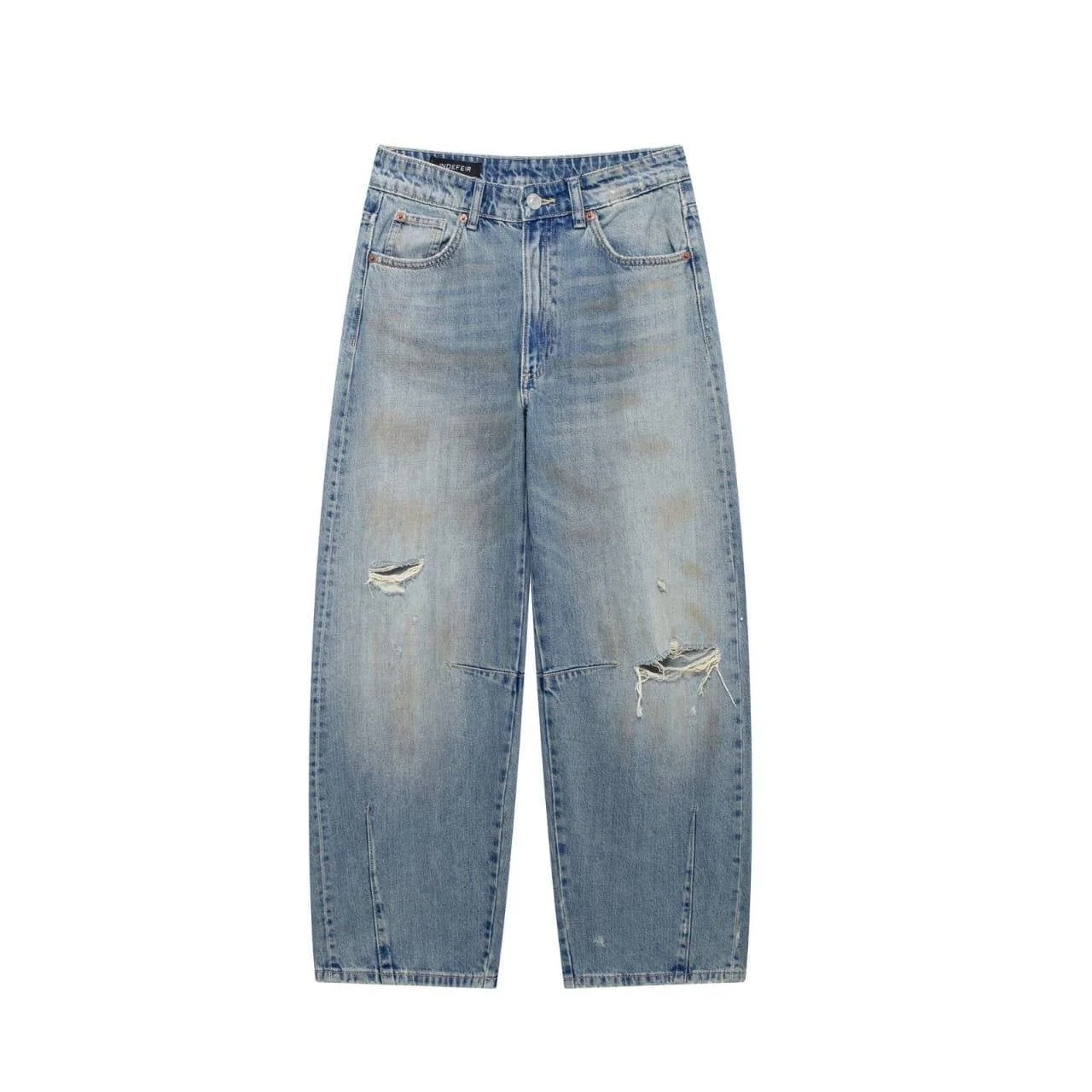 Distressed Barrel Denim