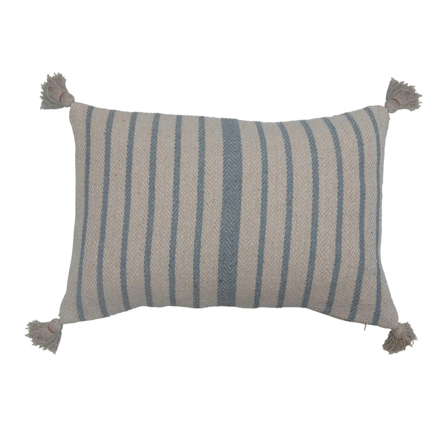 Woven Recycled Cotton Blend Lumbar Pillow with Stripes