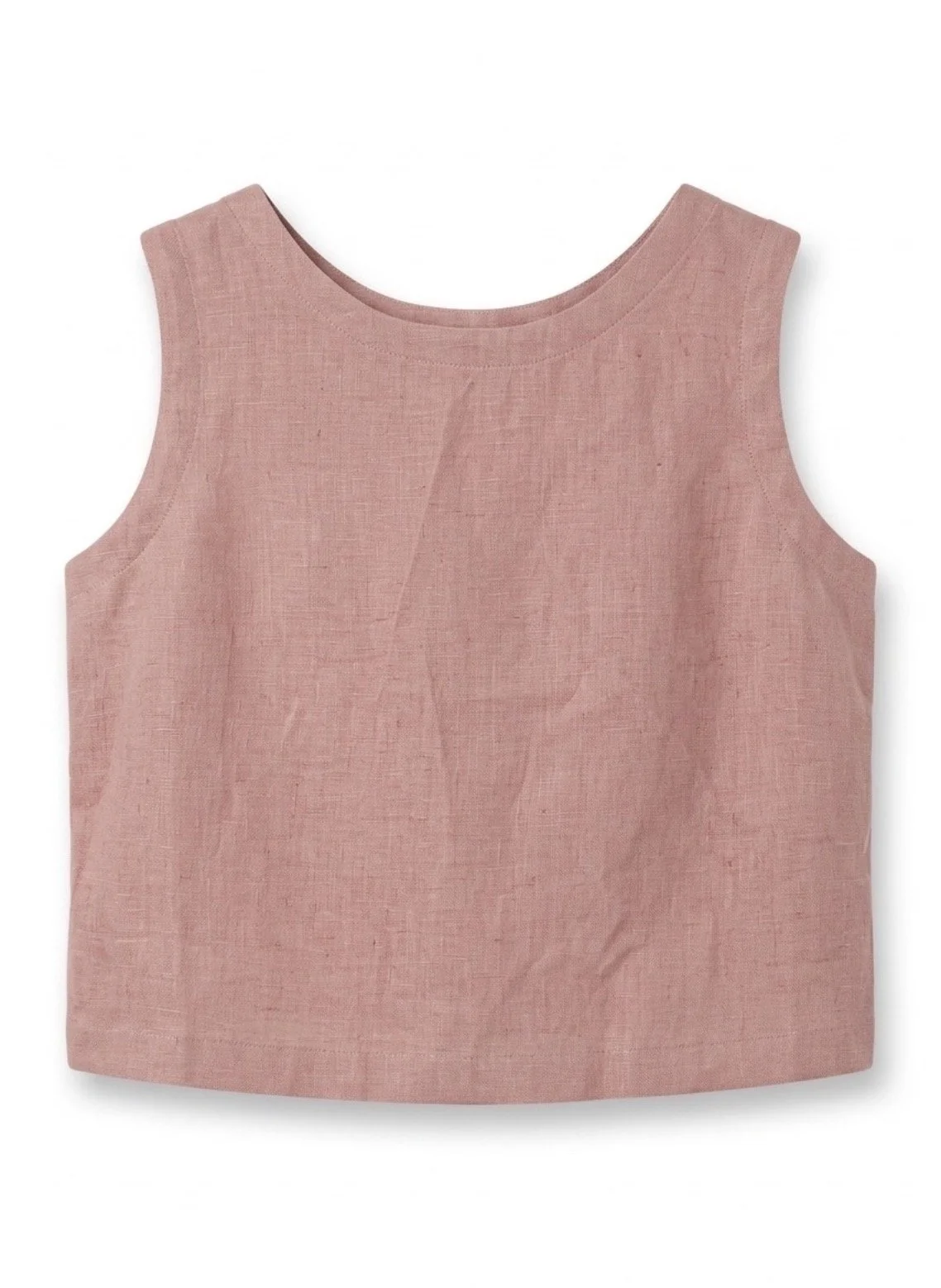 Sleeveless linen crop top