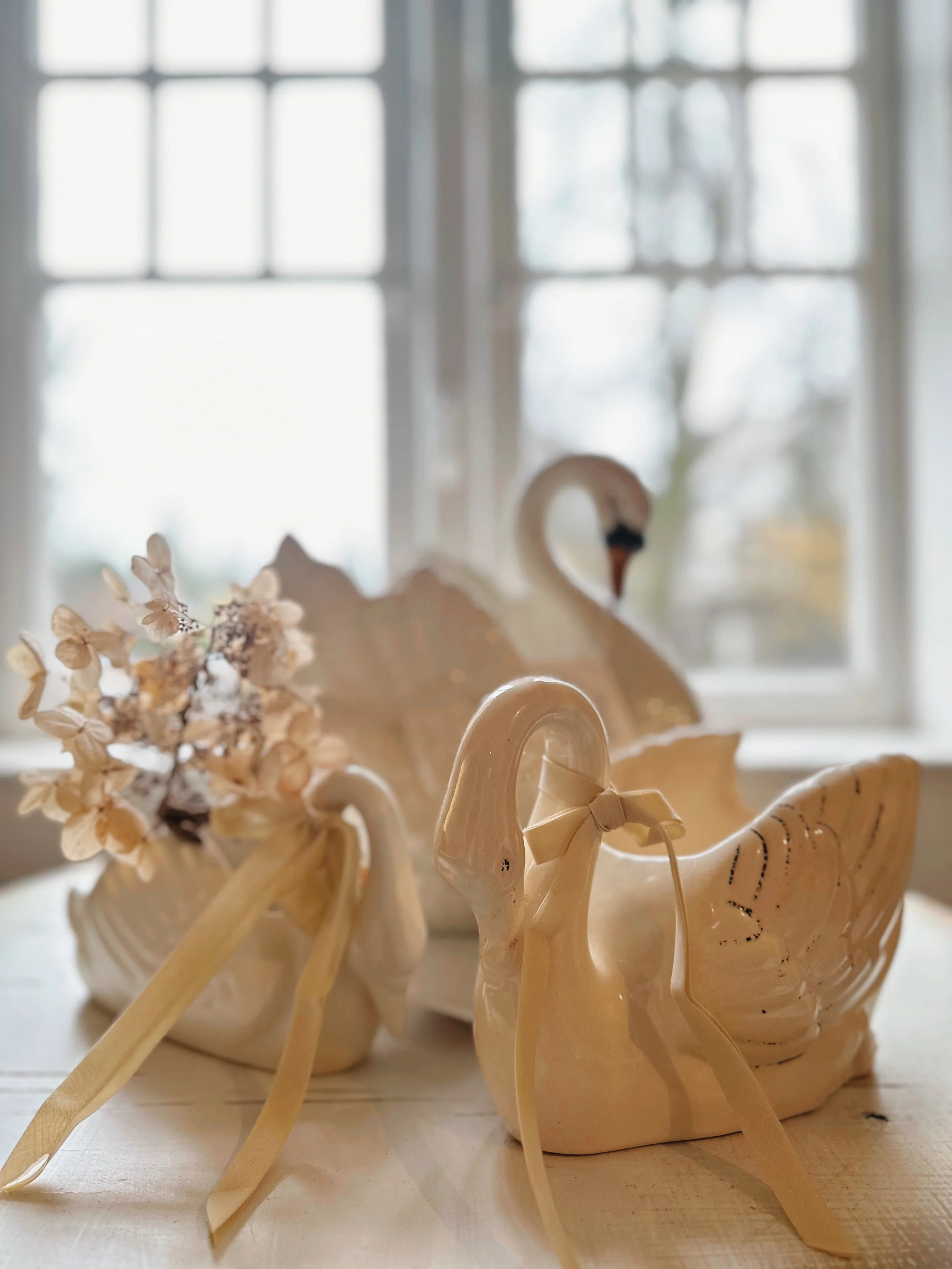 Antique Ironstone Swans