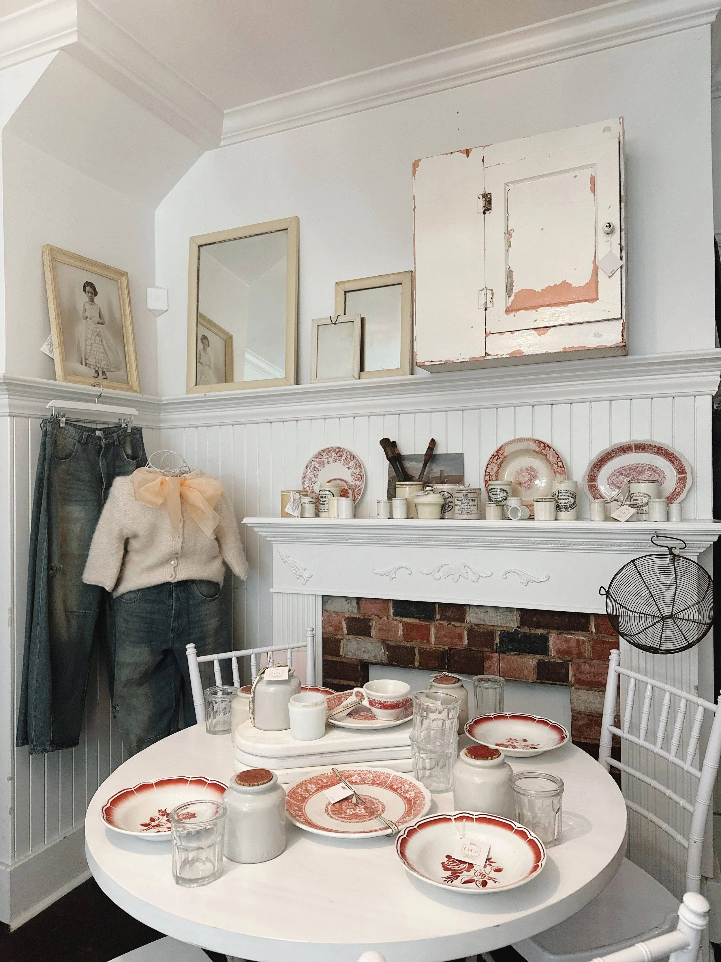 Red Vintage Ironstone / China Plates — Little White House & Co
