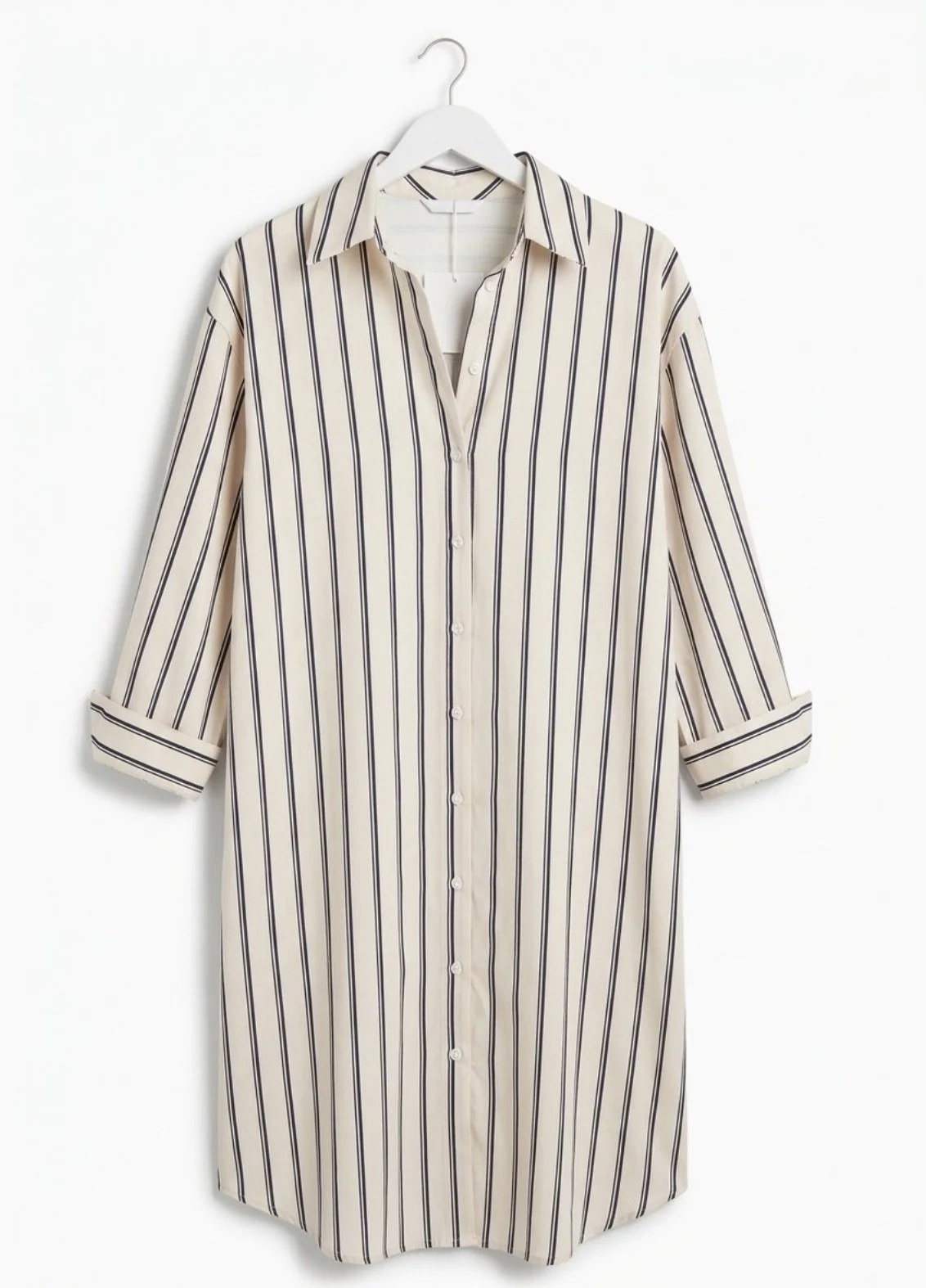 Striped button-down shirt dress