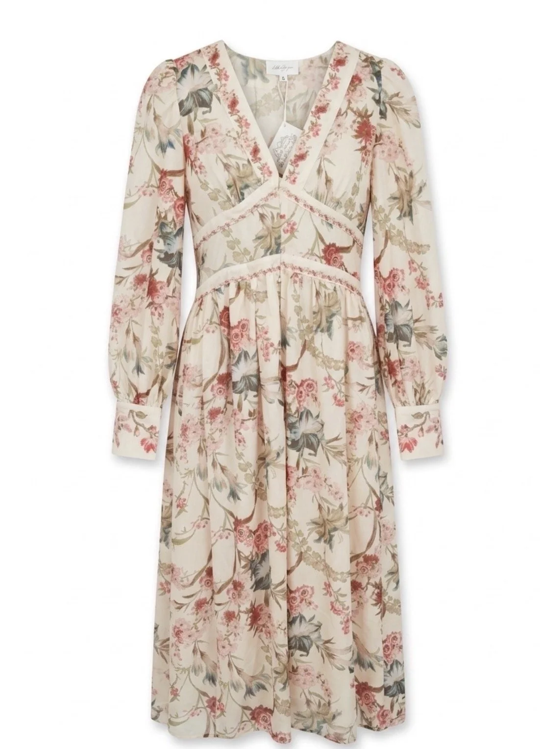 Floral long-sleeve midi dress