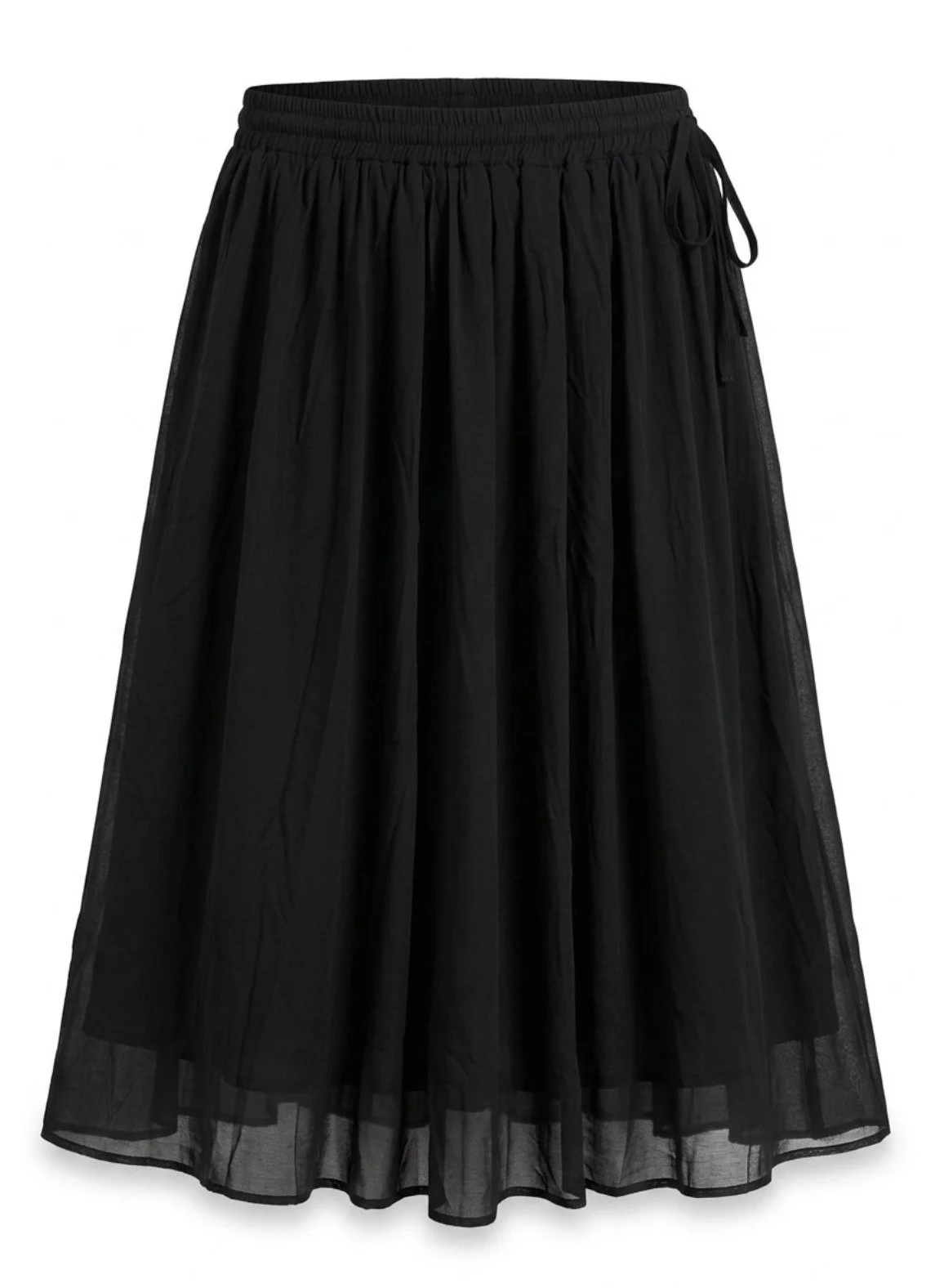 Black pleated midi skirt