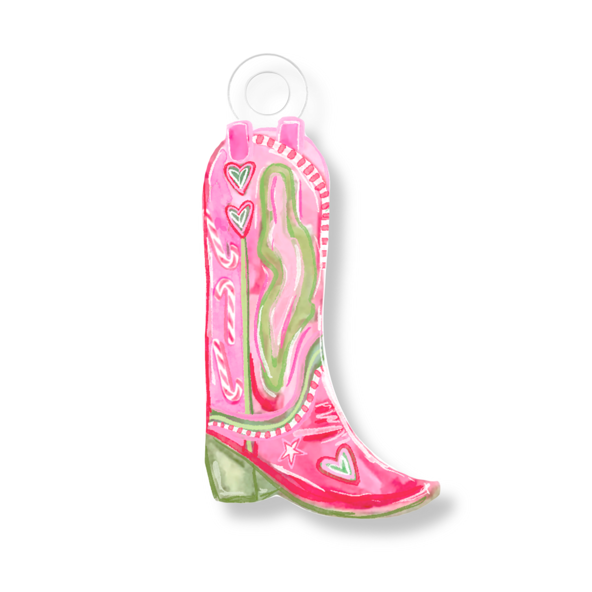 Candy Cane Cowboy Boot Acrylic Ornament